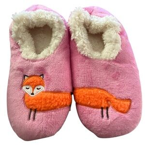 NWT Pink & Orange Fall Fox Autumn Slippers Large 9-10 house shoes Slipper socks